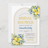 ボホブルーフローラシトラスレモネードブライダルシャワー 招待状 (正面)