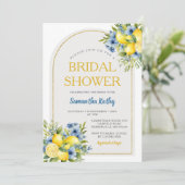 ボホブルーフローラシトラスレモネードブライダルシャワー 招待状 (スタンド正面)