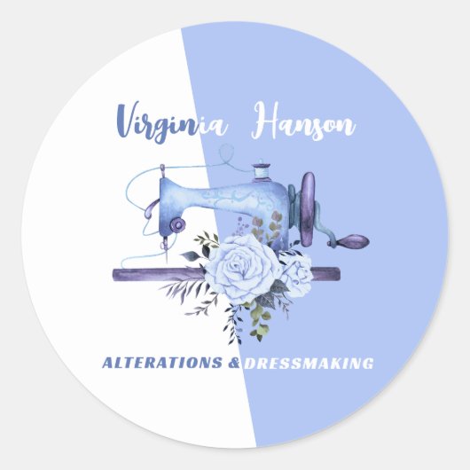 ボホブルーフローラシーストレス裁縫マシンテーラー ラウンドシール (正面)