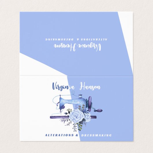 ボホブルーフローラシーストレス裁縫機の折り畳み 名刺 (外部フラット)