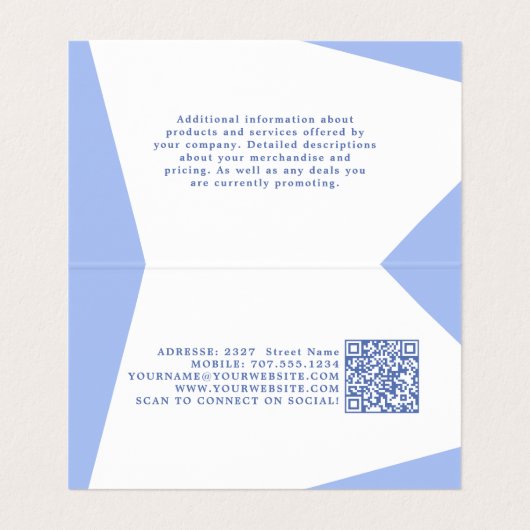 ボホブルーフローラシーストレス裁縫機の折り畳み 名刺 (内部フラット)