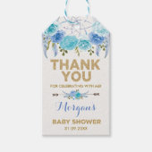 ボホブルーフローラドリームキャッチャー赤ちゃんシャワーの好意 ギフトタグ (正面)