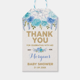 ボホブルーフローラドリームキャッチャー赤ちゃんシャワーの好意 ギフトタグ