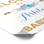 ボホブルーフローラドリームキャッチャー赤ちゃんシャワー歓迎 ポスター (角)