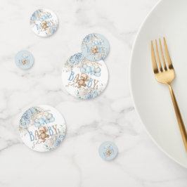 ボホブルーフローラパンパステディベア男の子ベビーシャワー コンフェッティ