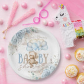 ボホブルーフローラパンパステディベア男の子ベビーシャワー ペーパープレート (パーティー)