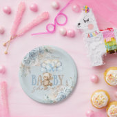 ボホブルーフローラパンパステディベア男の子ベビーシャワー ペーパープレート (パーティー)