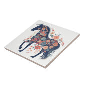 ボホブルーフローラホーススカンジナビアフォークアート タイル (側面)