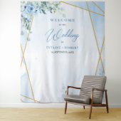 ボホブルーフローラユーカリと金ゴールドフレ結婚ーム タペストリー (インサイチュ)