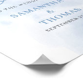 ボホブルーフローラユーカリ金ゴールド結婚の歓迎 ポスター (角)