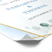 ボホブルーフローラユーカリ金ゴールド結婚の歓迎 ポスター (角)