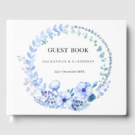 ボホブルーフローラ結婚ズゲストブック ゲストブック