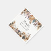 ボホブルーブラウンボタニカルパーム葉ズパンパスグラス スタンダードカクテルナプキン (角)