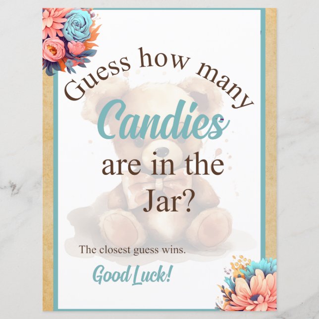 ボホブルーベアーベビーシャワーキャンディジャガーゲーム (正面)