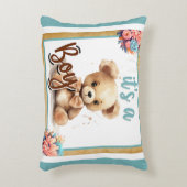 ボホブルーベアーベビーシャワー装飾用クッション アクセントクッション (正面(垂直))