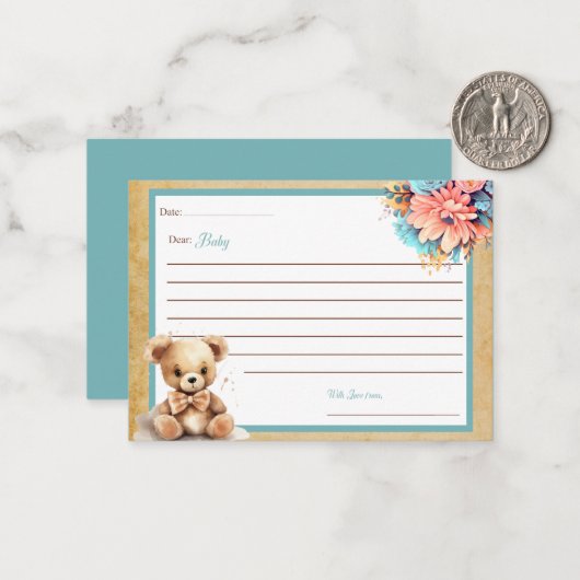 ボホブルーベアーベビーシャワー親愛ベビーカード ノートカード (正面/裏面インサイチュ)