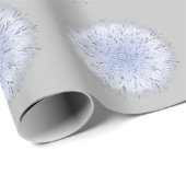 ボホブルーホワイトダンデリオンワイルドフラワーウィードグレー ラッピングペーパー (ロールコーナー)