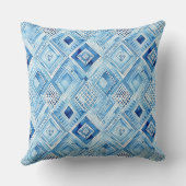 ボホブルーホワイトフローラハート抽象芸術 クッション (裏面)