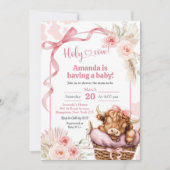 ボホブルーボウハイランドカウベビーシャワー招待状 招待状 (正面)