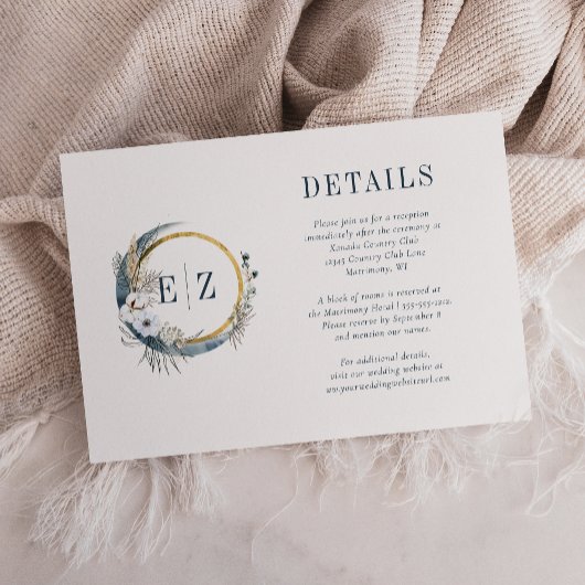 ボホブルームーンフローラモノグラムリース詳細 エンクロージャーカード