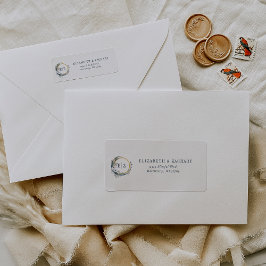 ボホブルーモノグラム結婚ズ差出人住所 ラベル