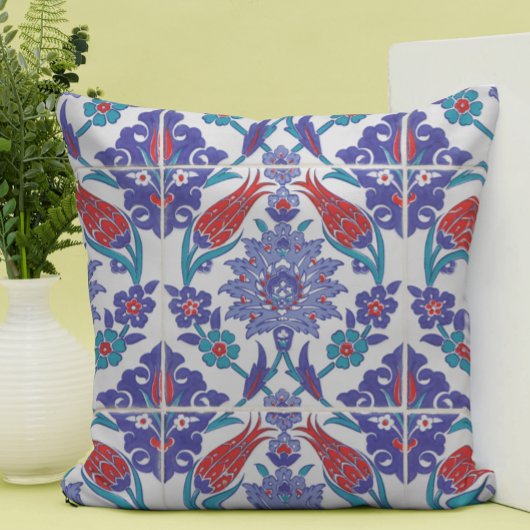 ボホブルーモロッコタイル装飾用クッション クッション