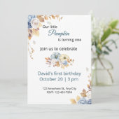 ボホブルーリトルカボキンファースト誕生日招待状 招待状 (スタンド正面)