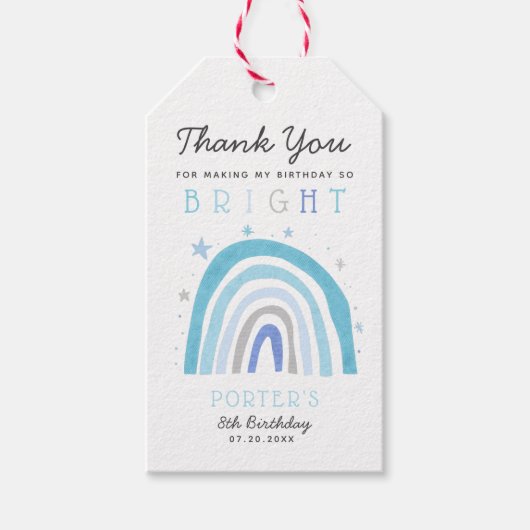 ボホブルーレインボーバースデーパーティーそう明るい ギフトタグ (正面)