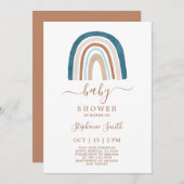 ボホブルーレインボーベビーシャワーボーイ招待状 招待状 (正面/裏面)