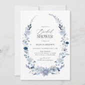 ボホブルーワイルドフラワーブライダルシャワー招待 招待状 (正面)