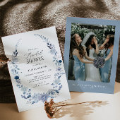 ボホブルーワイルドフラワーブライダルシャワー招待 招待状