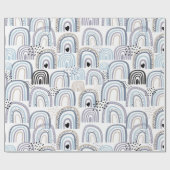 ボホブルー男の赤ちゃんレインボーベビーシャワーベビープレゼント ラッピングペーパー (フラット)