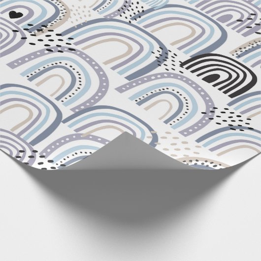 ボホブルー男の赤ちゃんレインボーベビーシャワーベビープレゼント ラッピングペーパー (角)