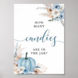 ボホブルー素朴カボチャ秋キャンディスサイン ポスター