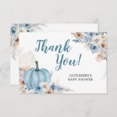 ボホブルー素朴パンプキン秋サンキューカード サンキューカード (正面/裏面)