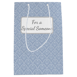 ボホブルー繊細な貝殻 ミディアムペーパーバッグ