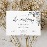 ボホブルー花乾燥葉結婚式招待状 招待状<br><div class="desc">ボホ結婚式招待状は、ほこりっぽい青と中性のベージュの花を乾燥葉した。</div>
