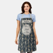 ボホブルー金ゴールド植物学フローラ エプロン (着用した状態)