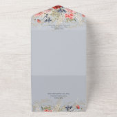 ボホブルー&ピンクフローラダスティブルーディナー オールインワン招待状 (外側)