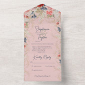 ボホブルー&ピンクフローラピンクNoディナー オールインワン招待状 (内側)