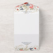 ボホブルー&ピンクフローラホワイトQRコード オールインワン招待状 (外側)