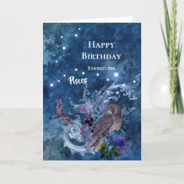 ボホブルー〔占星術の〕十二宮図魚座誕生日 カード