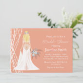 ボホブロンドヘアブライド真珠のブライダルシャワー 招待状 (スタンド正面)