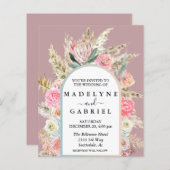 ボホブーケパンパスグラスアーチバジェット招待状 (正面/裏面)