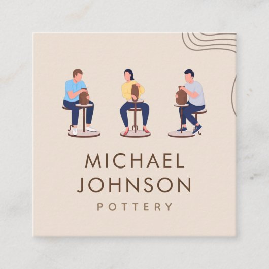 ボホプライベート陶芸クラスクリームパステル スクエア名刺 (正面)