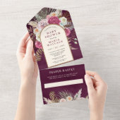 ボホプラム素朴フローラブーケアーチベイビーシャワー オールインワン招待状 (貼ってはがせる)