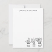 ボホプラントミニマルラインアートスケッチパーソナライズされた ノートカード (正面)