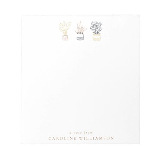 ボホプラントラインアートイラストレーション パーソナライズされた ノートパッド (正面)