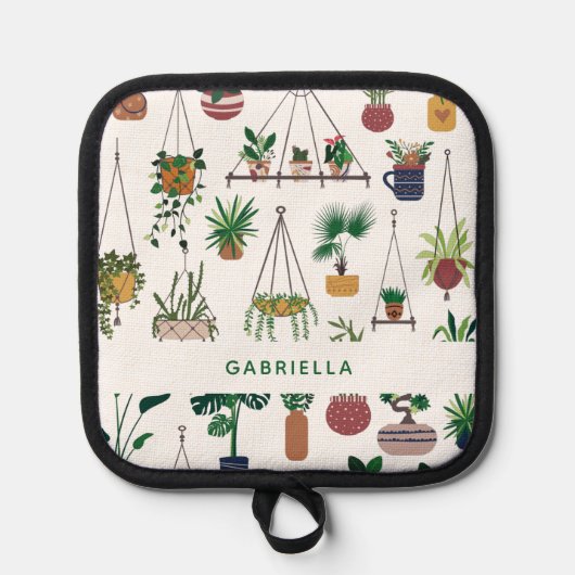 ボホプラントレディイラストレーションアーパーソナライズされたト 鍋敷き (正面)