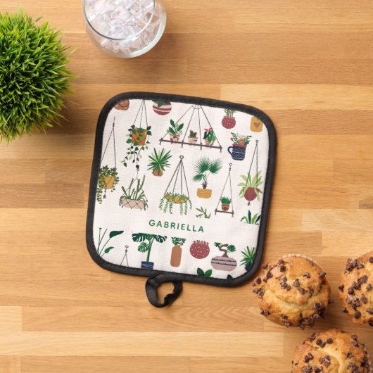 ボホプラントレディイラストレーションアーパーソナライズされたト 鍋敷き (トップダウン)